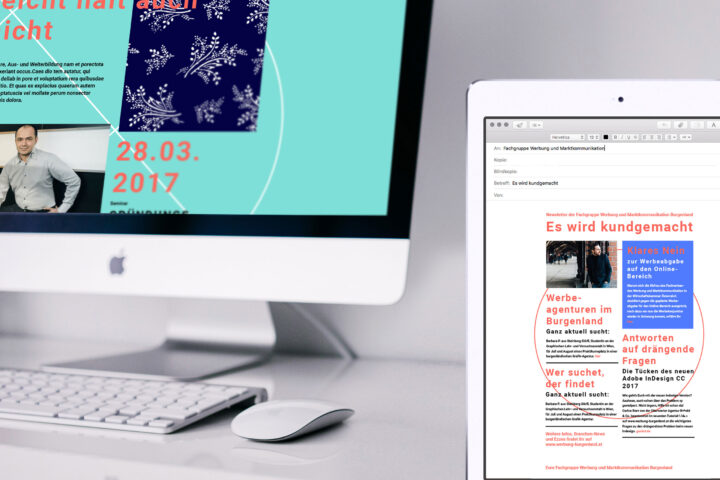 Screendesign für die Fachgruppe Werbung